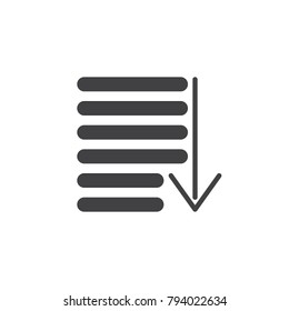 Sorting icon vector, filled flat sign, solid pictogram isolated on white. Order symbol, logo illustration.