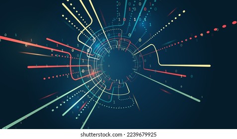 Sorting a large amount of data on a dark background. Structuring the flow of information. Data analytics concept. Futuristic file organized.