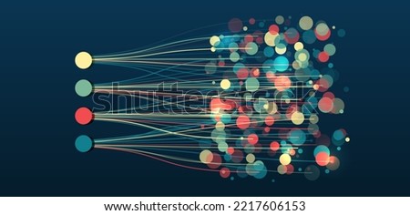 Sorting a large amount of data on a dark background. Big data visualization. Futuristic network or business analytics. Structuring the flow of information. Data analytics concept.