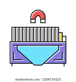 Sortieren von Metall Müll Maschine Farbe Symbol Vektorgrafik. Ablagerungszeichen für Metallmüll. einzelne Symbolillustration