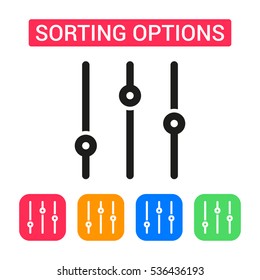 Sorting options icon isolated on background. Minimalistic filter icon. Vector icons for web and mobile applications, web sites and infographics. Thin line art