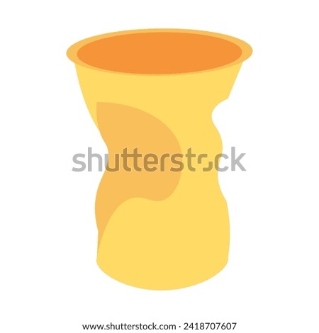 Sorting of paper and office waste. Disposable cardboard crumpled cup for recycling and disposal. Flat icon. Simple flat cartoon vector isolated on white background