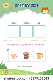 Sorting pictures according to size