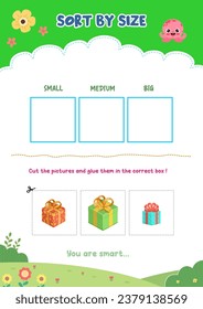 Sorting pictures according to size