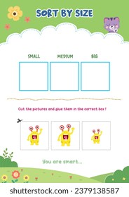 Sorting pictures according to size
