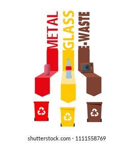 Sorting Of Recycle Garbage Bin Metal Glass E-Waste Vector Image
