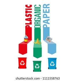 Sorting Of Recycle Garbage Bin Plastic Organic Paper Vector Image
