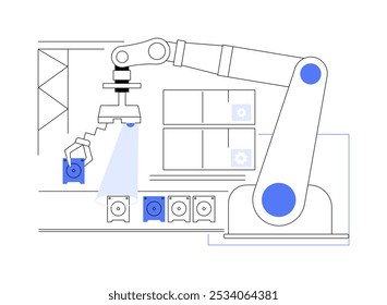 Clasificación de robots Ilustraciones vectoriales de dibujos animados aislados. Máquina de clasificación autónoma, tecnología moderna, industria de la robótica, inteligencia artificial, Identificación de objetos, dibujos animados de Vector de alta tecnología.