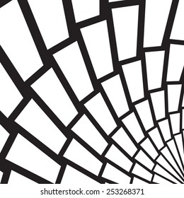 Sorting spiral of rectangle .Abstract black and white vector background. 