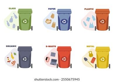 Sorting waste into different recycling bins in a clean, organized environment