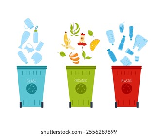 Sorting waste in recycling bins promotes environmental sustainability and cleanliness