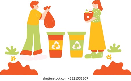 Sorting Waste for Recycling Illustration