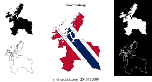 Sor-Trondelag county outline map set