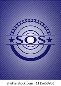 SOS badge with jean texture