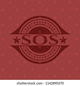 SOS badge with red background
