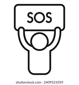 Sos banner person icon outline vector. Protection danger. Help disaster