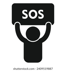 Sos banner person icon simple vector. Protection danger. Help disaster