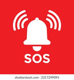 sos bell alert symbol, vector illustration 