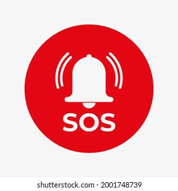 SOS bell in red circle vector icon.
Alarm bell symbol isolated on white background.