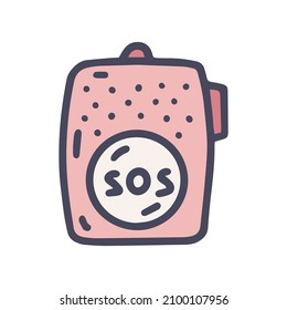 sos button color vector doodle simple icon