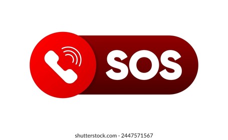 SOS button. Emergency help sign symbol. Calling 911 for help. SOS signal. Vector illustration.