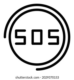 Sos Button Icon Outline Vector. Emergency Help. Call Hotline