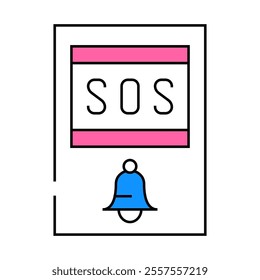 sos button line icon vector. sos button sign. isolated symbol illustration