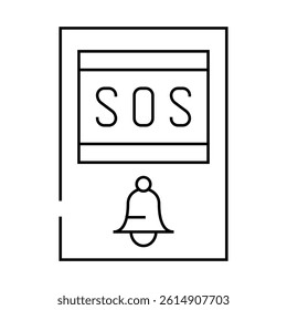 sos button line icon vector. sos button sign. isolated contour symbol black illustration