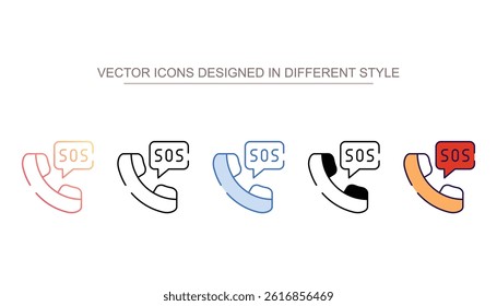 SOS Call icon design with white background stock illustration