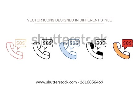 SOS Call icon design with white background stock illustration