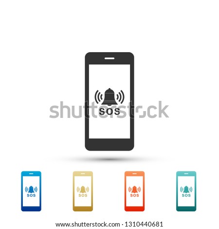 SOS call icon isolated on white background. 911, emergency, help, warning, alarm. Set elements in color icons. Vector Illustration