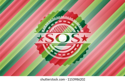 SOS christmas colors style emblem.