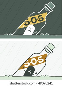 Caricatura de color de S.O.S