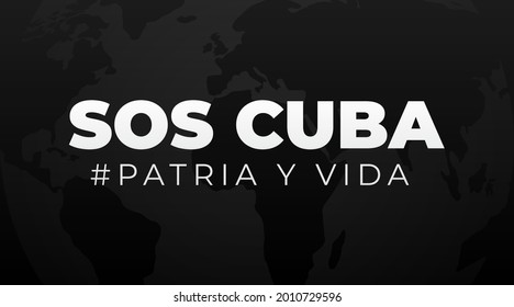 Sos Cuba, patria y vida modern creative minimalist banner, design concept, social media post, template with white text on a dark background 