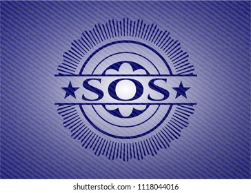 SOS emblem with denim high quality background