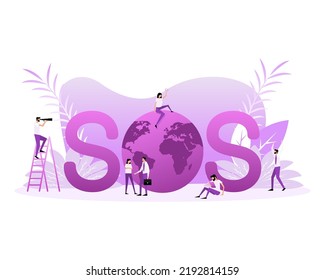 SOS Emergency banner. 911 calling. Emergency alarm. Vector illustration.