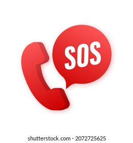 SOS emergency call. 911 calling. A cry for help. Vector stock illustration.
