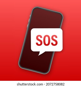 Llamada de emergencia SOS. 911 llamando. Un grito de ayuda. Ilustración de material vectorial.
