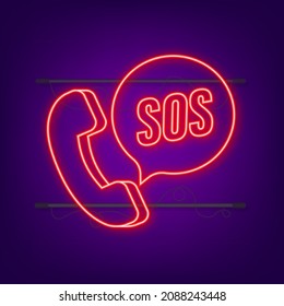 SOS emergency call. 911 calling. A cry for help. Vector stock illustration.
