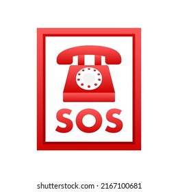 Llamada de emergencia SOS. 911 llamando. Un grito de ayuda. Ilustración de material vectorial.