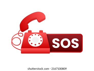 SOS emergency call. 911 calling. A cry for help. Vector stock illustration.