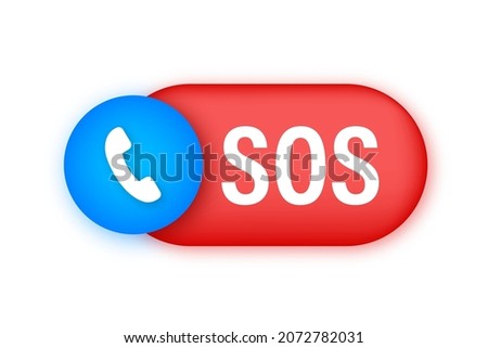 SOS emergency call. 911 calling. A cry for help. Vector stock illustration.