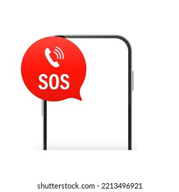 SOS Emergency Call. Call 911 Call For Help Over The Phone. Vector Illustration