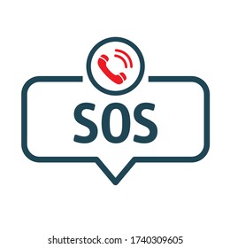 SOS emergency call - speech bubble icon. Vector illustration concept. Isolated on white background