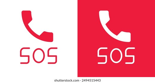 SOS Icono de emergencia Conjunto plano en color blanco y negro contorno Vector