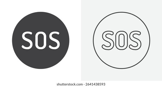 SOS Emergency icon Line graphics illustration