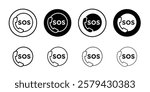 SOS Emergency icon Outline thin set pack series