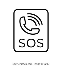 SOS Emergency icon Thin line art isolated