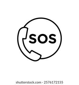 SOS Emergency icon vector outline logo sign