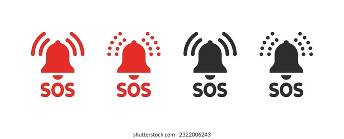 SOS Emergency-Symbole. SOS Glockensymbole. Hilf-Service-Zeichen. Vektorskalierbare Grafiken